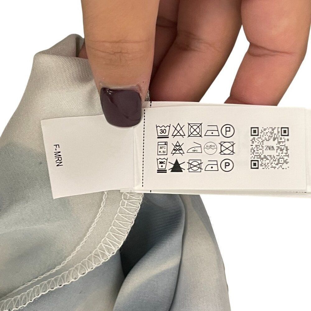 Zara Womens Midi Dress L Green Printed Satin Effect Short Sleeve 2362/119 NWT - Picture 12 of 15